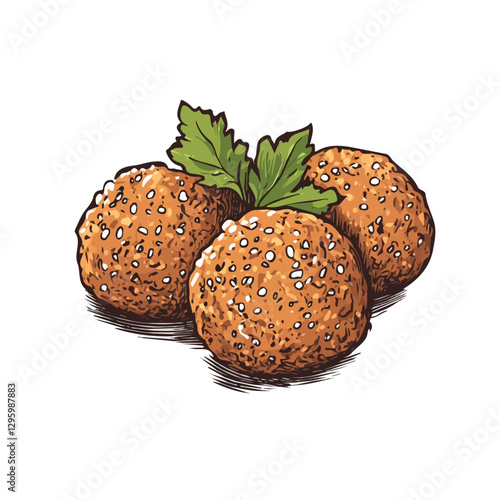 Falafel minimalist 2D vector graphic illustration sketch on a white background.

