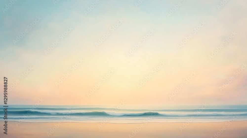 A beach scene with a calm ocean and a clear blue sky A beach scene with a calm ocean and a clear blue sky