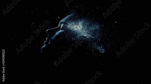 A silhouette of a human head with a galaxy swirling inside, symbolizing limitless imagination