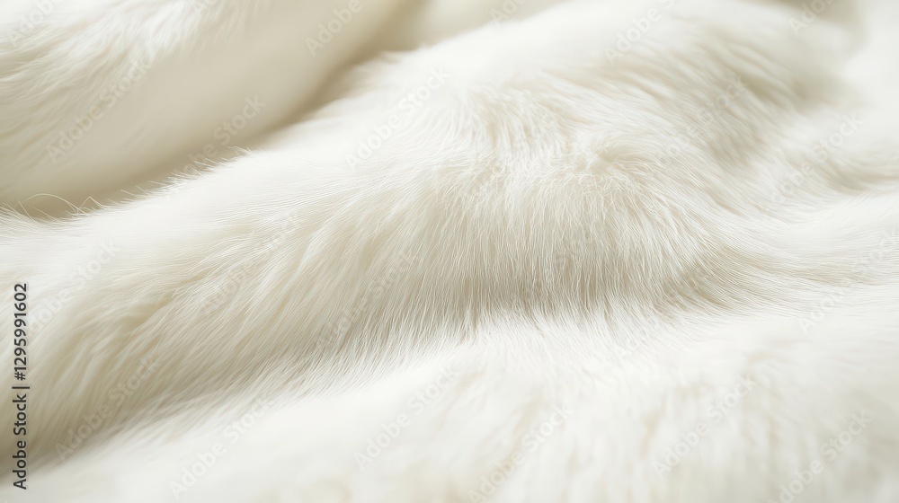 A sleek white fur background with delicate lighting highlighting its softness. A sleek white fur background with delicate lighting highlighting its softness.
