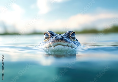 Wallpaper Mural Close-Up View of an Alligator Head Emerging from Water with Soft Focus Background and Calm Surface in a Natural Habitat Setting Torontodigital.ca