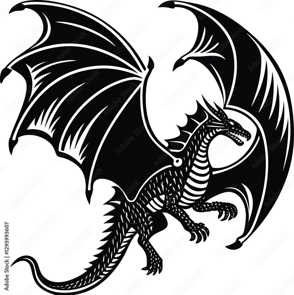 custom made wallpaper toronto digitalFlying Dragon Art Illustration Shallotte Side view