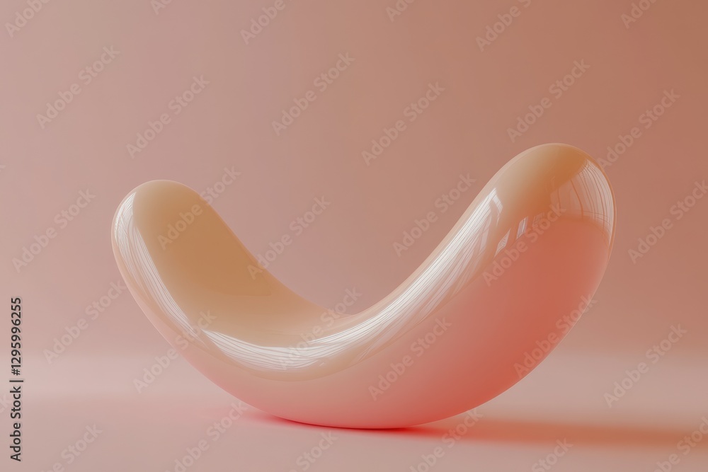 Fototapeta premium A Smooth Shiny Pink Object Isolated Against A Pink Backdrop