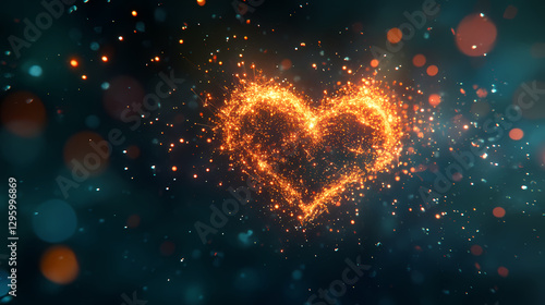 Obraz na płótnie Orange Heart of Glowing Dots w salonie