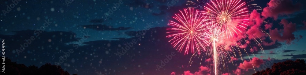 New Year's Eve fireworks explosion in the night sky , glittering, sky, fireworks New Year's Eve fireworks explosion in the night sky , glittering, sky, fireworks
