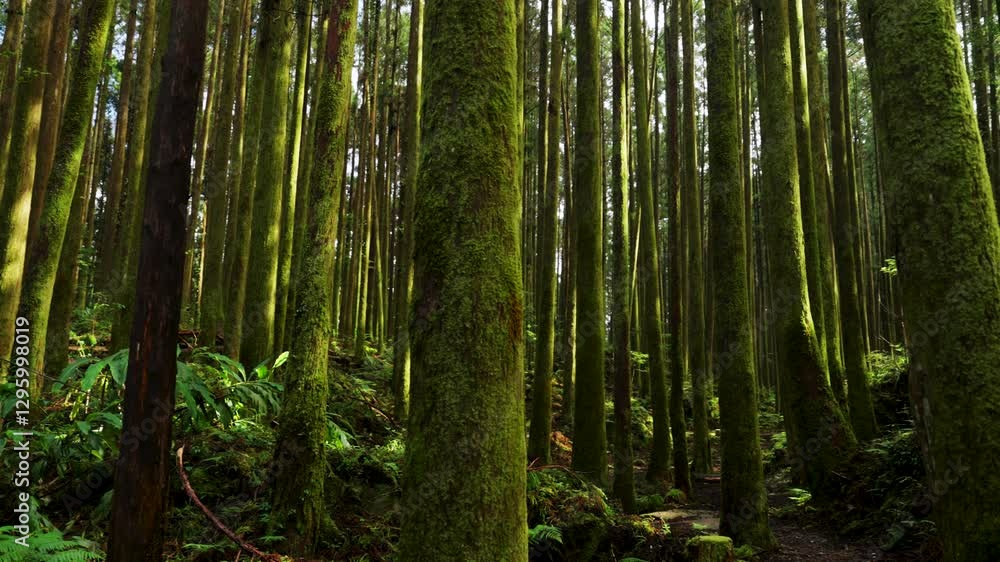 Hiking trail going through green forest in Alishan mountain, Taiwan. Hiking trail going through green forest in Alishan mountain, Taiwan.