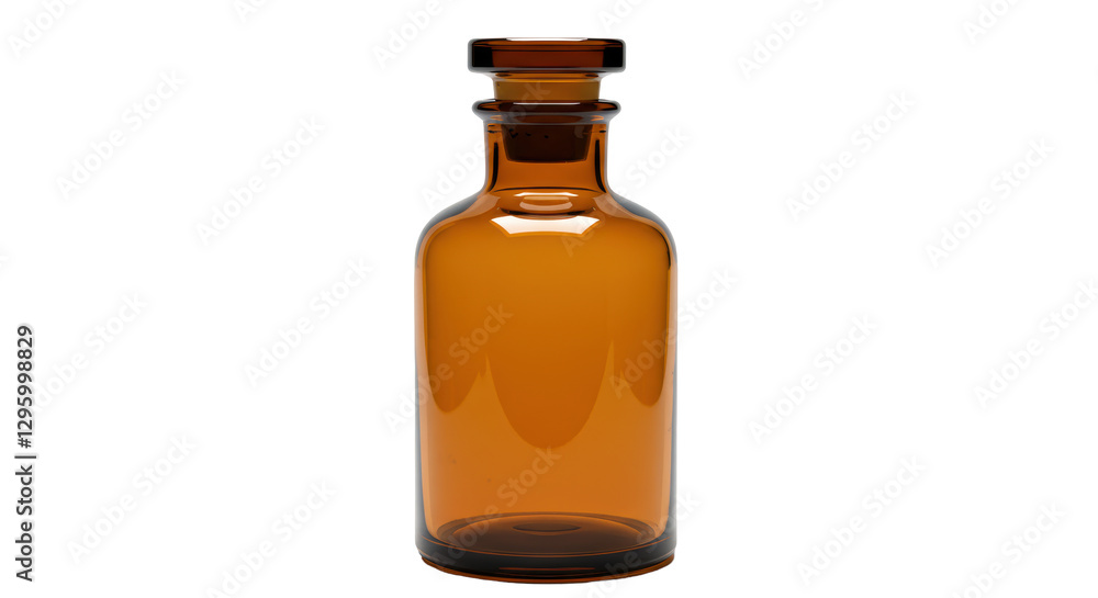 Isolated Amber Glass Bottle with Cork Stopper Isolated Amber Glass Bottle with Cork Stopper
