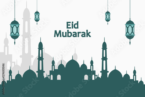 Eid Mubarak Ramadan social media post Islamic religious festival vector decoration and Eid Ramzan Kareem Mubarak.