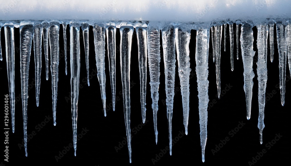 Hanging icicles with detailed frozen texture winter weather elements Hanging icicles with detailed frozen texture winter weather elements