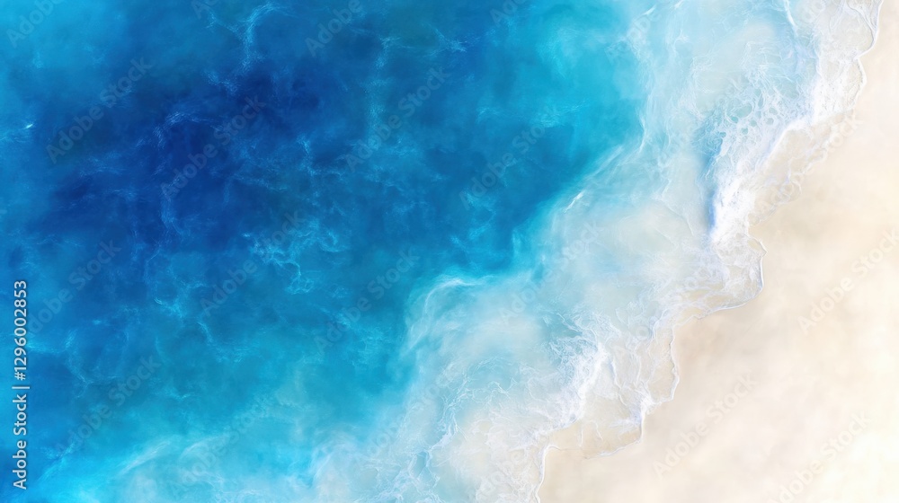 Fototapeta premium Soothing ocean waves serene beach abstract art tranquil environment aerial view relaxation concept for mindfulness