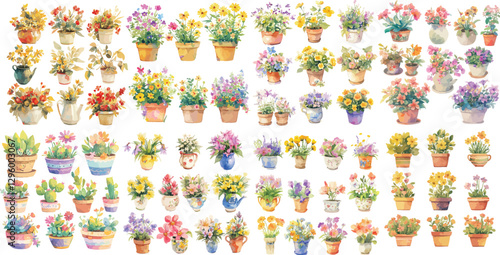 flower pot watercolor clipart