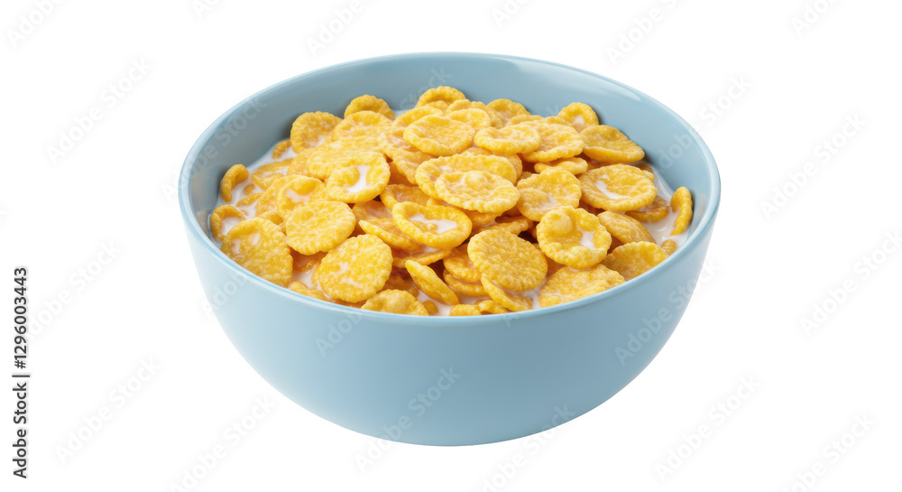 Isolated Bowl of Cornflakes with Milk Isolated Bowl of Cornflakes with Milk