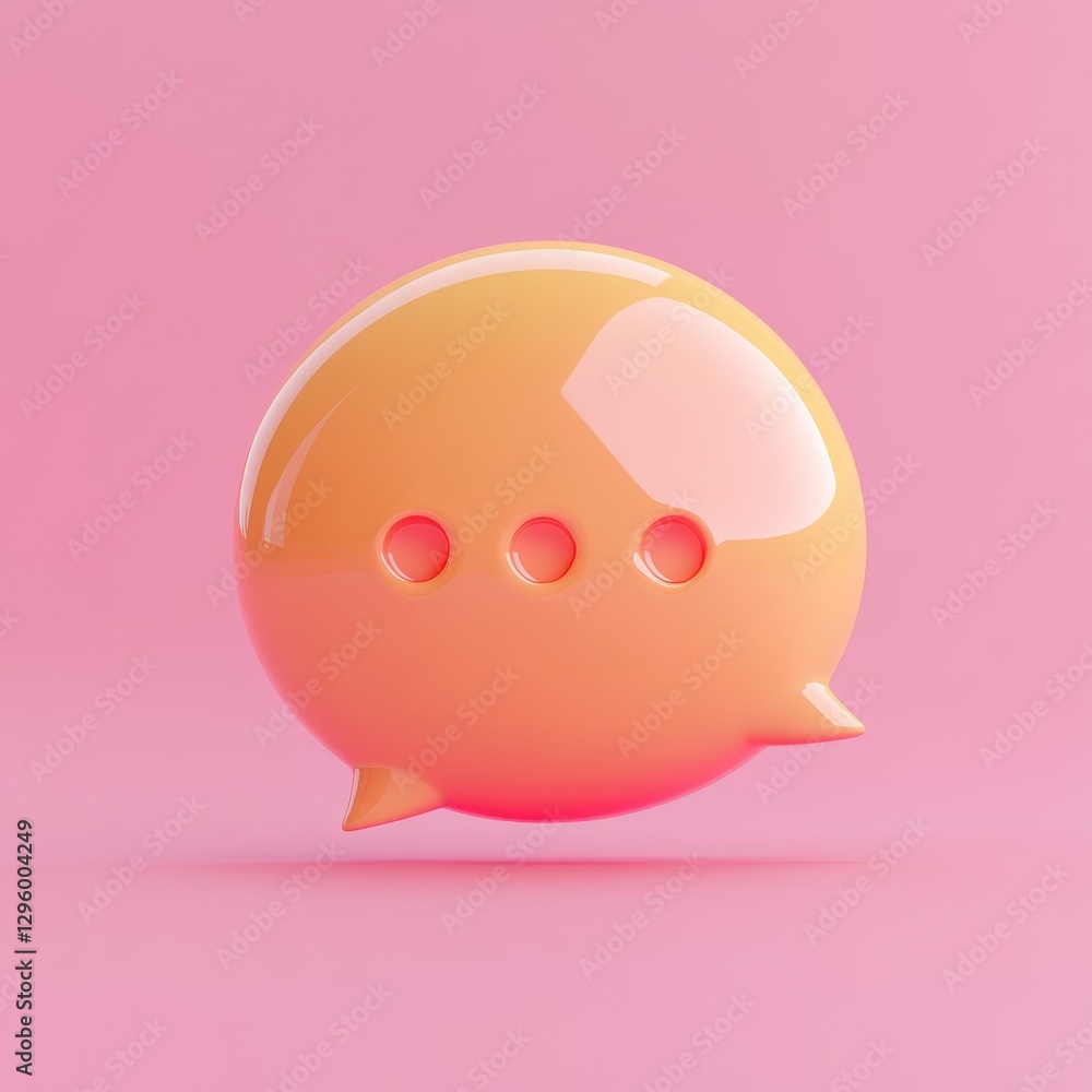 An orange speech bubble on a pink background communicates messages An orange speech bubble on a pink background communicates messages