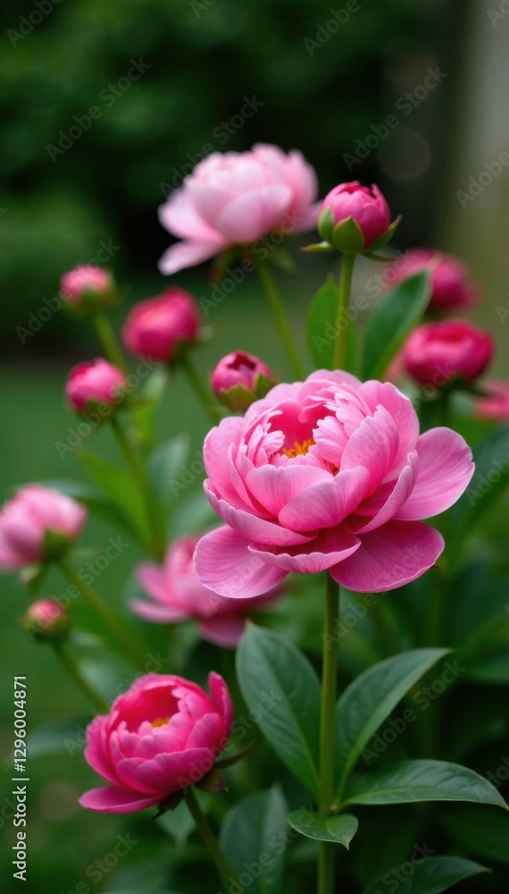 Peony flowers in a garden with greenery, nature, foliage, flowers Peony flowers in a garden with greenery, nature, foliage, flowers