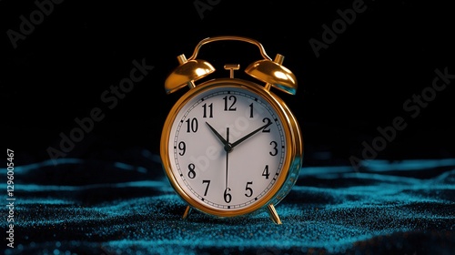 Wallpaper Mural A golden alarm clock sitting atop a dark surface Torontodigital.ca