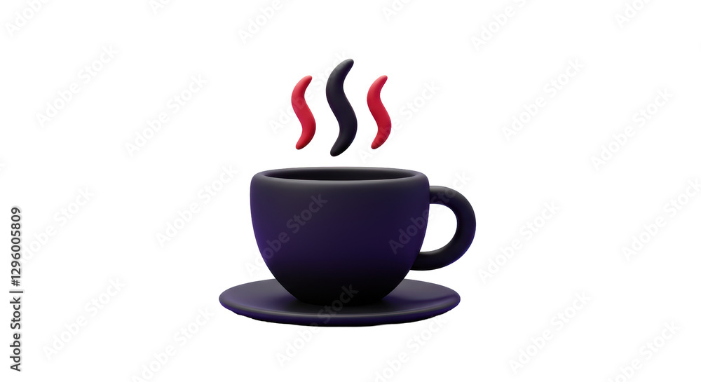 Obraz premium Isolated Stylized Coffee Cup with Steam