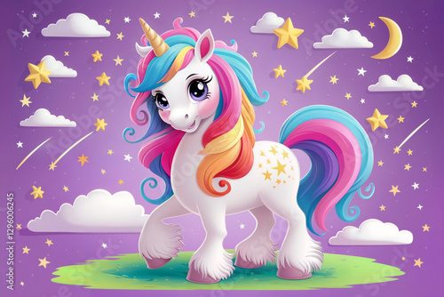 Cute unicorn . Great for birthday invitations, baby shower cards, kids t-shirts and sticker kits  	