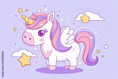 Cute unicorn . Great for birthday invitations, baby shower cards, kids t-shirts and sticker kits  	
