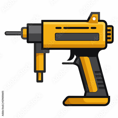 Nail Gun illustration in yellow and black design