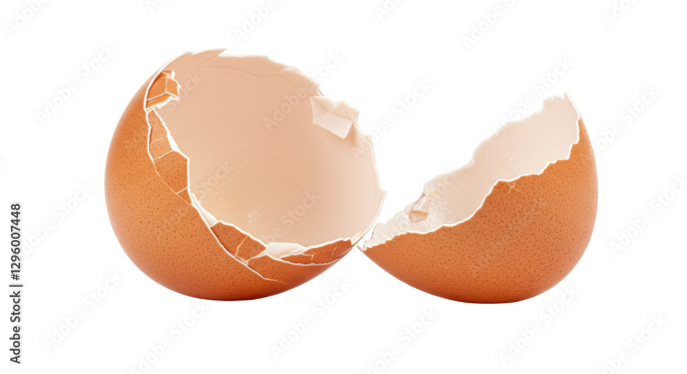 Isolated Empty Eggshell Halves with Cracked Texture Isolated Empty Eggshell Halves with Cracked Texture