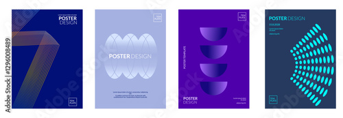 Abstract Poster Design: A set of four modern posters, each featuring unique abstract geometric designs and minimalist aesthetics, perfect for contemporary art and design projects.