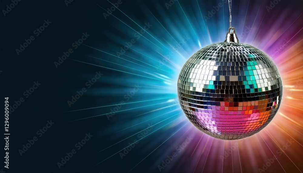 Fototapeta premium Shiny disco balls with colorful reflections party decoration