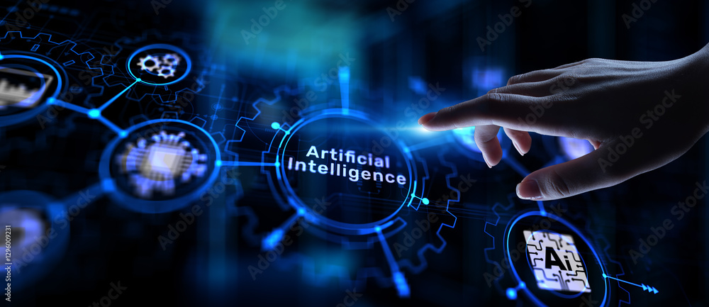 AI Artificial intelligence, Machine learning, Big data analysis and automation technology in business and industrial manufacturing concept on virtual screen. AI Artificial intelligence, Machine learning, Big data analysis and automation technology in business and industrial manufacturing concept on virtual screen.