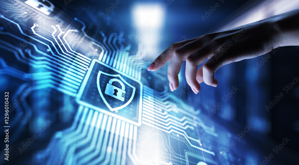 Fototapeta premium Cyber security, Information privacy, Data protection. Internet and technology concept on virtual screen.