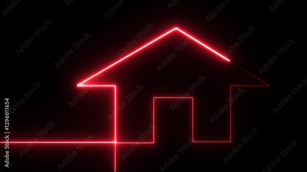 Neon home icon. Neon line cool linear animated home icon.Neon home icon animation, shiny symbol. Shining House, Home Animation. Neon home icon. Neon line cool linear animated home icon.Neon home icon animation, shiny symbol. Shining House, Home Animation.