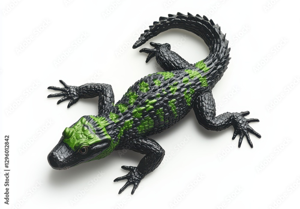 Obraz premium Colorful Plastic Lizard Toy with Detailed Texture and Realistic Features for Creative Play and Educational Activities