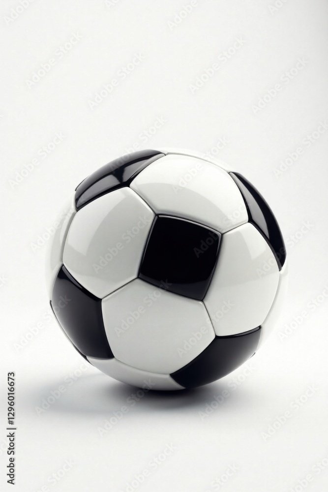 Naklejka premium Simple soccer ball with a minimalist design on a white background , minimalism, blank space, soccer ball
