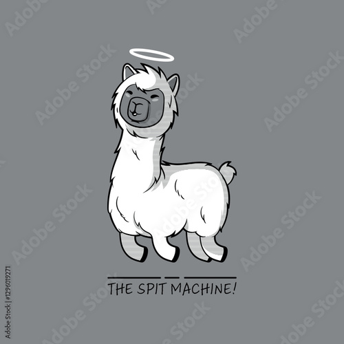 A Lhama character jumping and smiling vector illustration. Mascot, animal design concept.