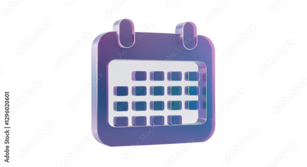 Isolated Holographic Calendar Icon with Rounded Edges Isolated Holographic Calendar Icon with Rounded Edges