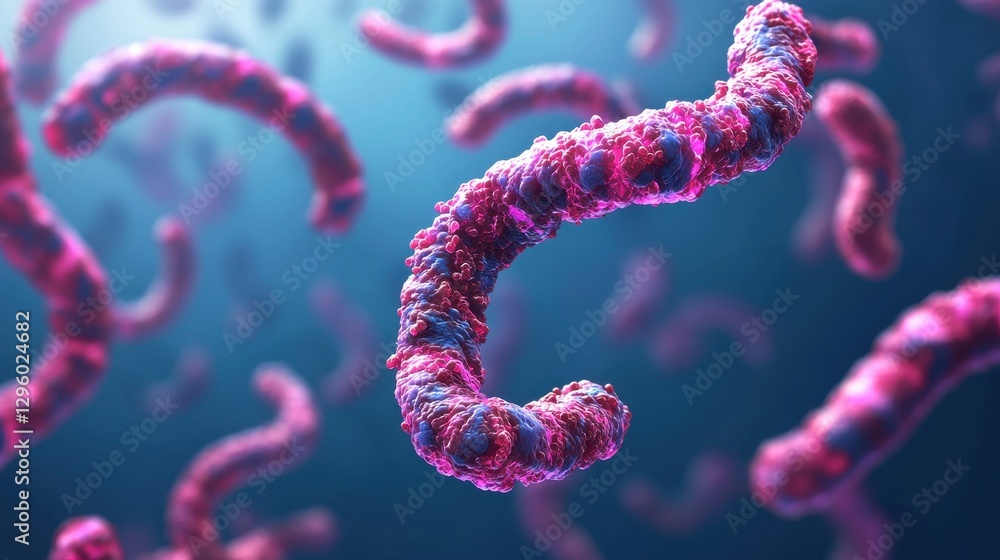 Colorful Bacteria Under Microscope with Abstract Background Effects Colorful Bacteria Under Microscope with Abstract Background Effects