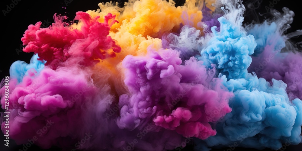 Fototapeta premium Abstract wallpaper background with colorful rainbow spectrum in exploding powdered smoke 