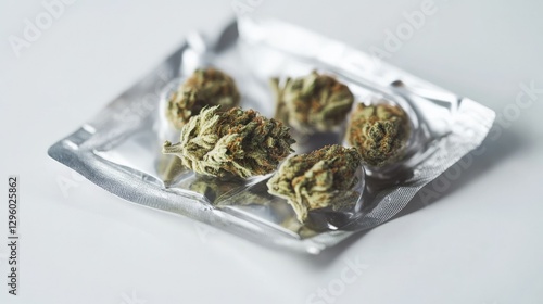 Wallpaper Mural Close-Up of Cannabis Packaging Highlighting 100mg THC Dosage Warning for Infused Edible Products Torontodigital.ca