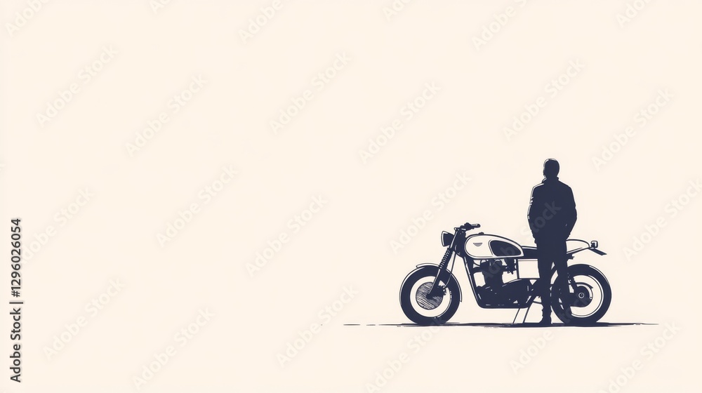 Obraz premium Rider & Motorcycle, Minimalist Scene