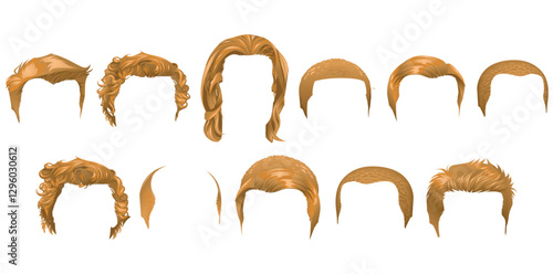 Hand Drawn Trendy Men's Hairstyle Vector Illustration.