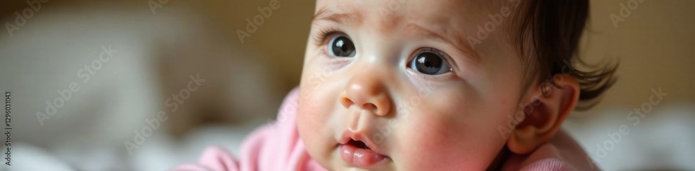 Sweet infant with soft eyes, sleepy, , baby face Sweet infant with soft eyes, sleepy, , baby face