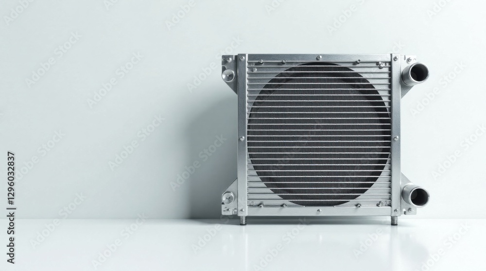 A Sturdy Metal Radiator for Industrial Applications, Displayed Against a Plain White Background A Sturdy Metal Radiator for Industrial Applications, Displayed Against a Plain White Background