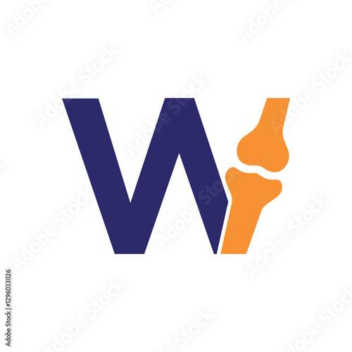 Bone Joint Logo combine with letter W vector template