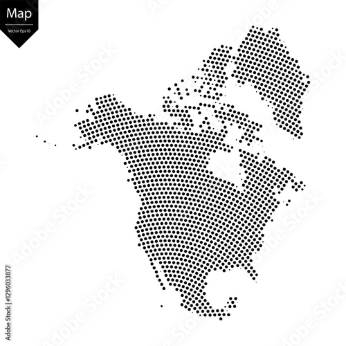 Abstract image North America map from point Black on a white background. Vector illustration eps 10.