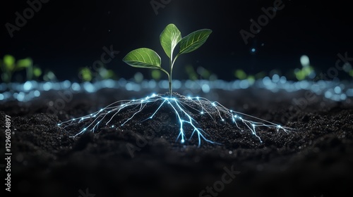 Surrealing digital rendering image of soil activation