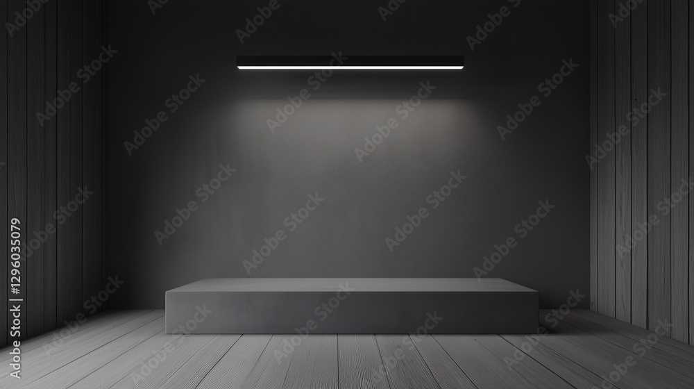 a round platform sits in front of a wall with vertical wooden slats a round platform sits in front of a wall with vertical wooden slats