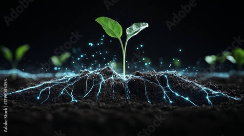 Surrealing digital rendering image of soil activation