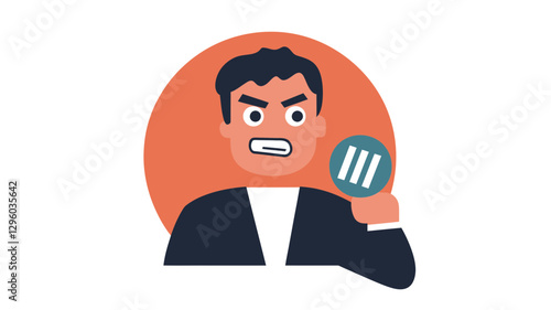 Frustrated Man Swearing with Speech Bubble Holding Three Expletive Symbols for Anger and Stress Concept