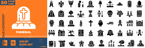 Funeral Solid Editable Icons set