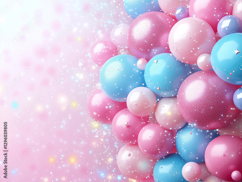 Balloon-centered holiday greeting card or poster Balloon-centered holiday greeting card or poster