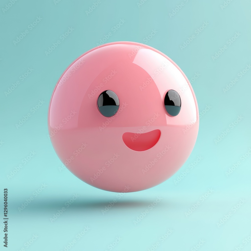 Fototapeta premium This image is a cartoon showing a pink smiley face