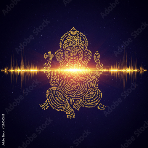 Golden Lord Ganesha Illustr...